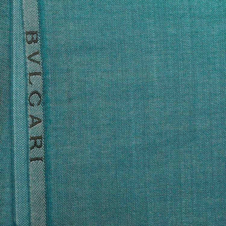 Pre Owned Bvlgari Green Cashmere Blend Fringed Scarf