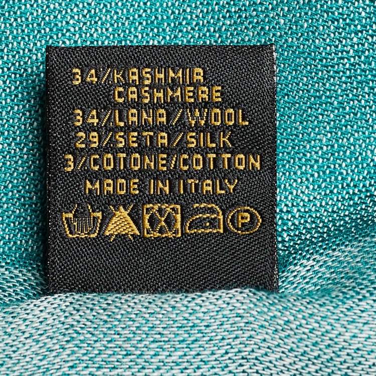 Pre Owned Bvlgari Green Cashmere Blend Fringed Scarf