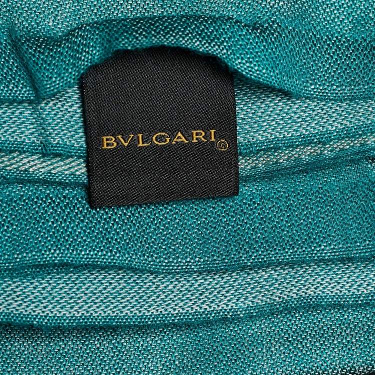 Pre Owned Bvlgari Green Cashmere Blend Fringed Scarf