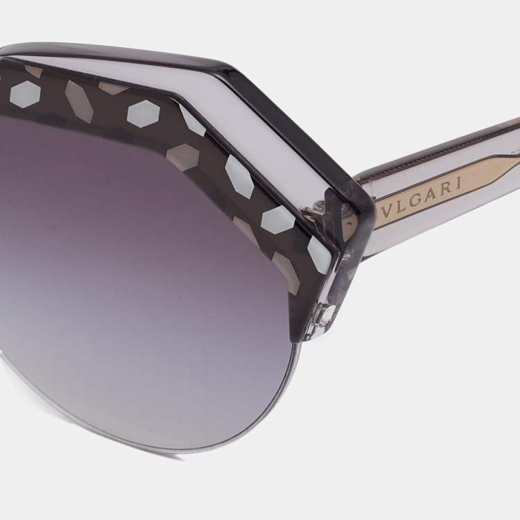 Pre Owned Bvlgari Grey/Black Gradient 8203 Serpenteyes Cat Eye Sunglasses