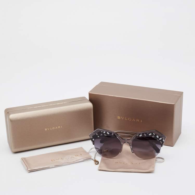 Pre Owned Bvlgari Grey/Black Gradient 8203 Serpenteyes Cat Eye Sunglasses