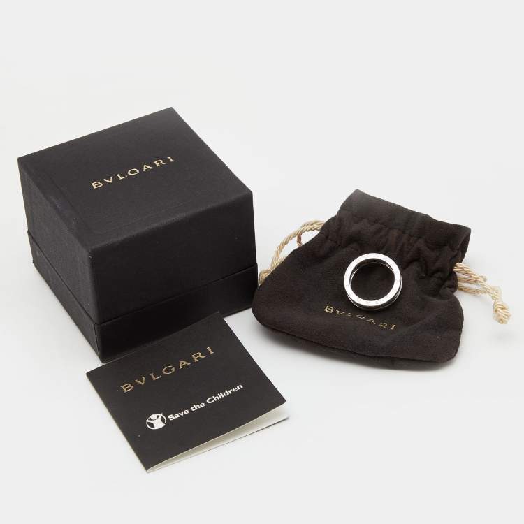 Pre Owned Bvlgari B.Zero1 Save the Children Black Ceramic Sterling Silver Ring Size 58