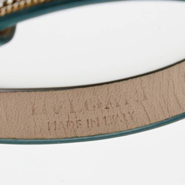 Pre Owned Bvlgari Serpenti Forever Enamel Leather Two Tone Bracelet