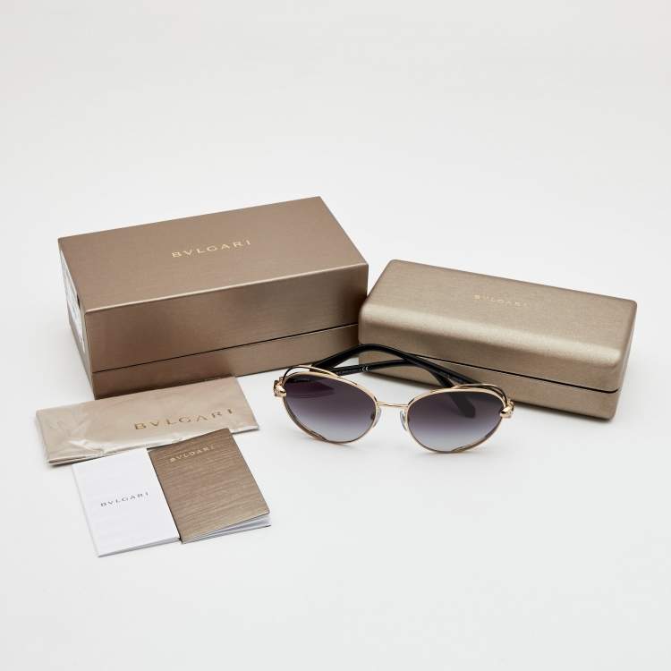 Pre Owned Bvlgari Black/Gold 6087-B Oval Gradient Sunglasses