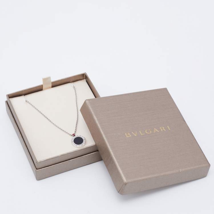 Pre Owned Bvlgari Sterling Silver Onyx & Ruby Save The Children Pendant Necklace