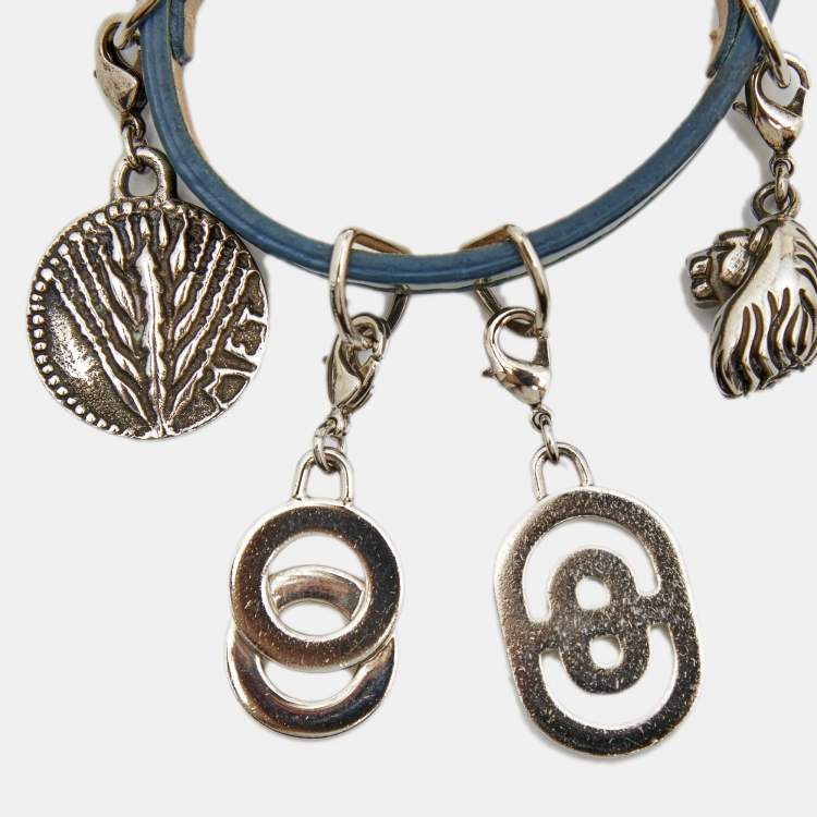 Pre Owned Bvlgari Green Patent Leather Multi Charms Bracelet