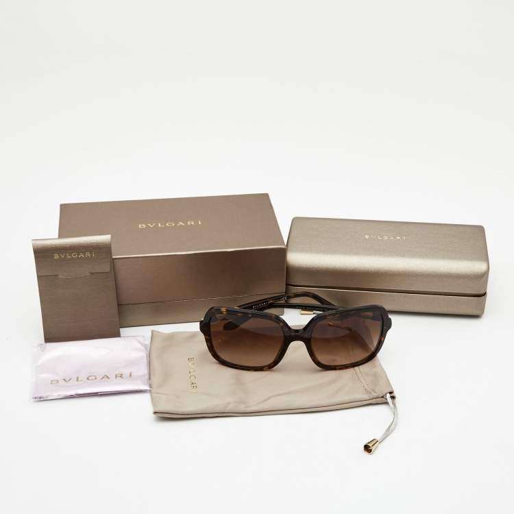 Pre Owned Bvlgari Brown Havana/ Brown Gradient BV 8228B Oversized Sunglasses