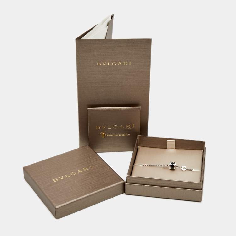 Pre Owned Bvlgari B.Zero1 Black Ceramic Sterling Silver Bracelet M/L