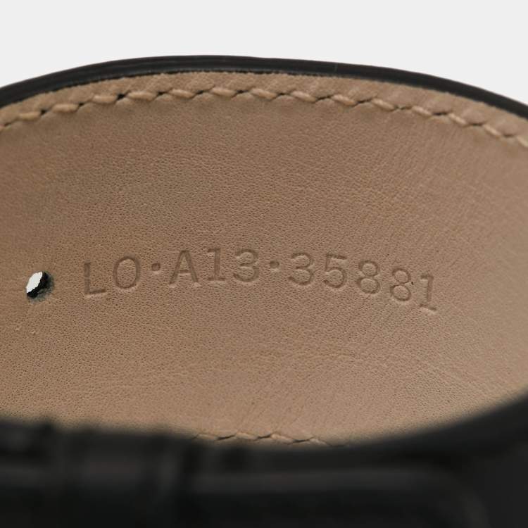 Pre Owned Bvlgari Pale Gold Tone Wrap Black Leather Bracelet