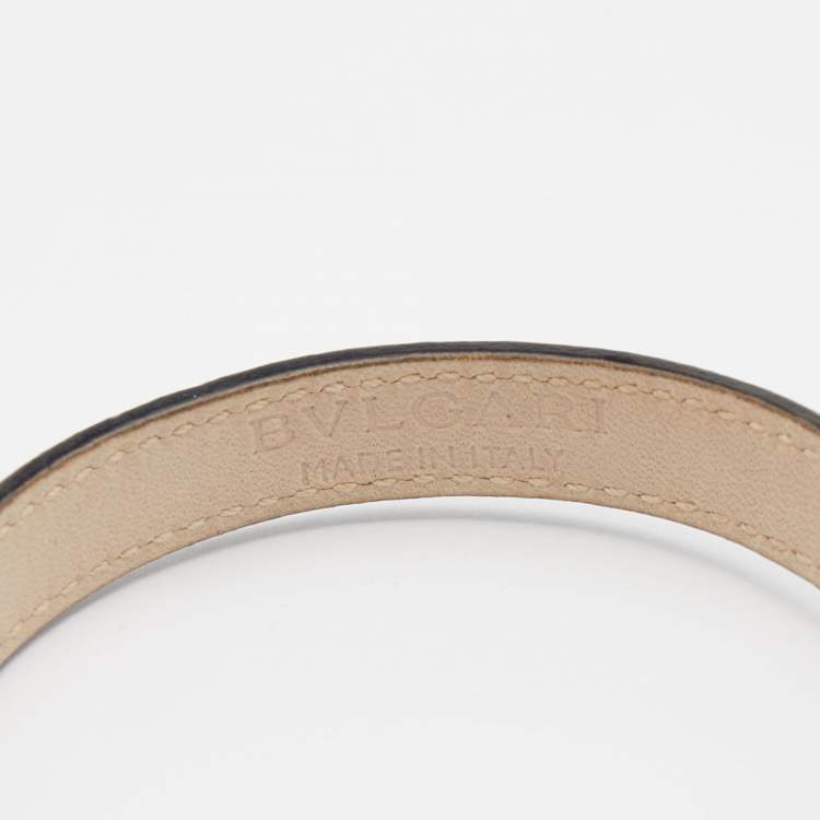 Pre Owned Bvlgari Serpenti Forever Enamel Gold Plated Green Exotic Leather Bracelet