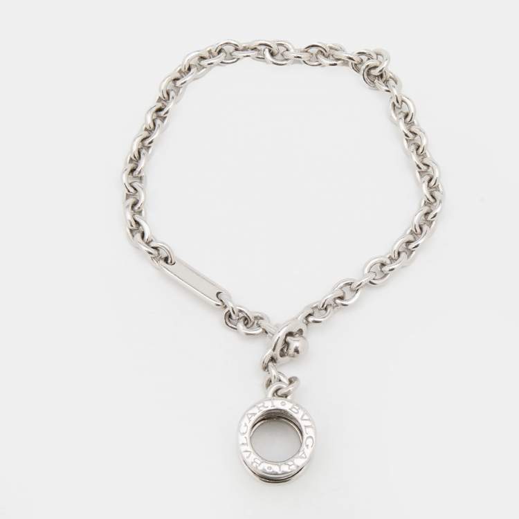 Pre Owned Bvlgari B.Zero1 Sterling Silver Chain Link Charm Bracelet