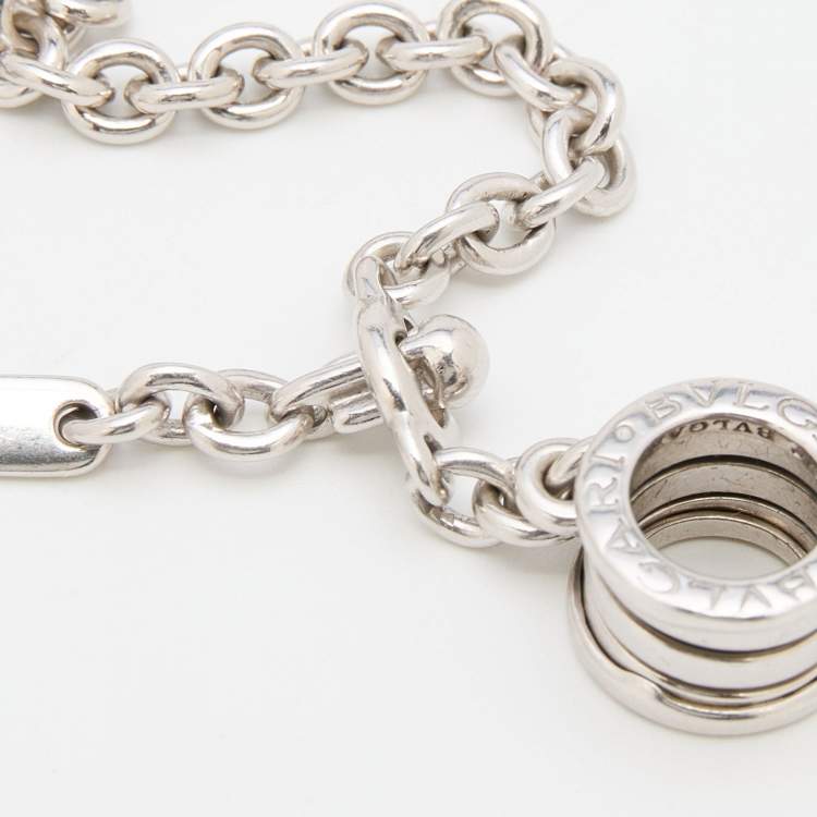 Pre Owned Bvlgari B.Zero1 Sterling Silver Chain Link Charm Bracelet
