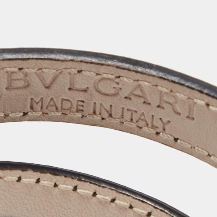 Pre Owned Bvlgari Black Leather Serpenti Forever Double Wrap Bracelet