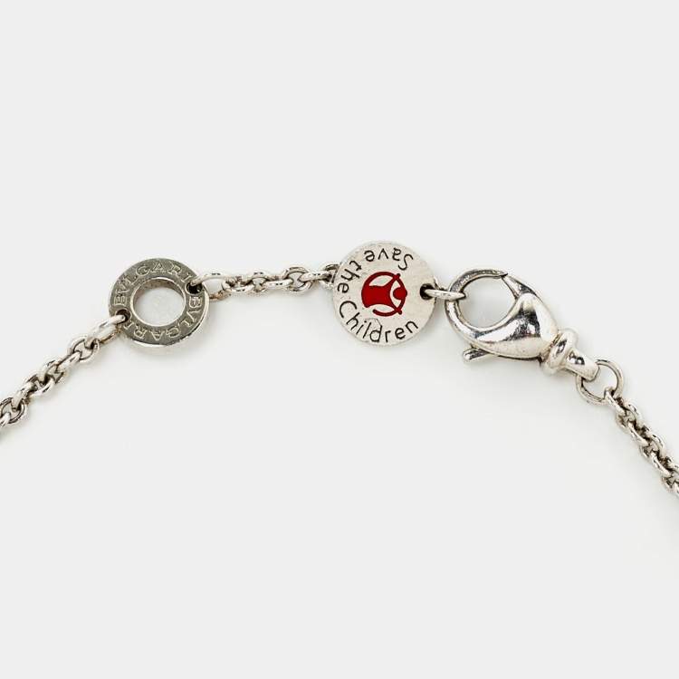 Pre Owned Bvlgari Save The Children Black Ceramic Sterling Silver Bracelet