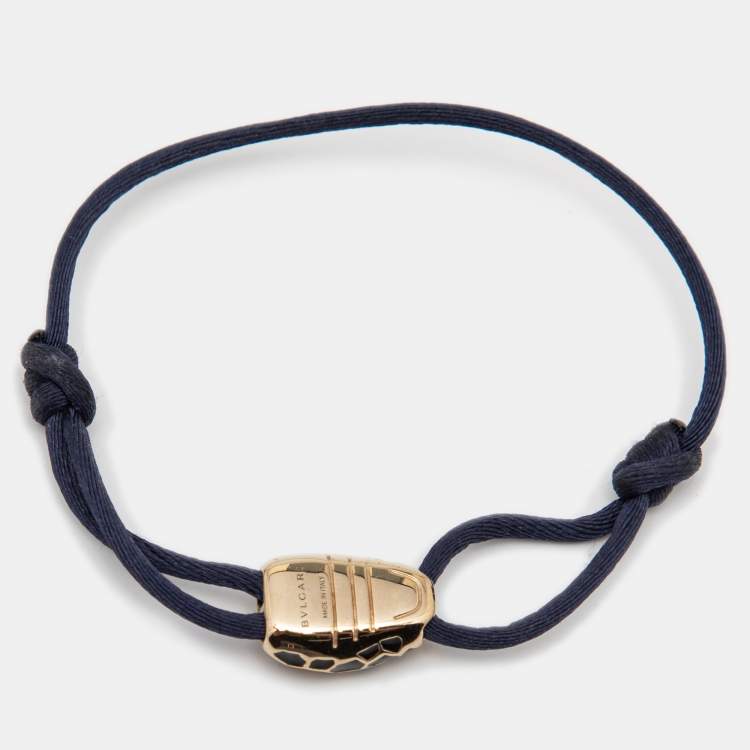 Pre Owned Bvlgari Serpenti Enamel Gold Tone Adjustable Cord Bracelet