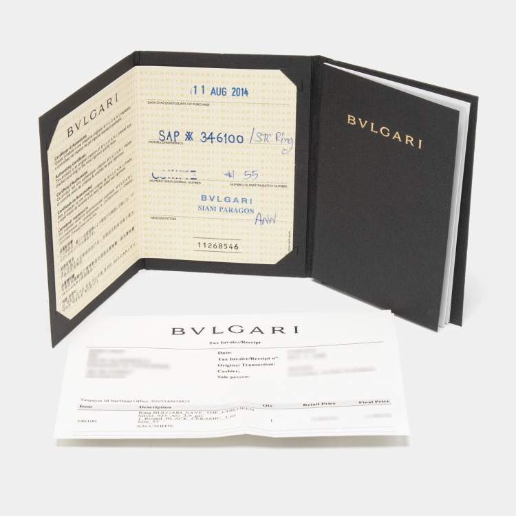 Pre Owned Bvlgari B.Zero1 Save The Children Ceramic Sterling Silver Ring Size 55