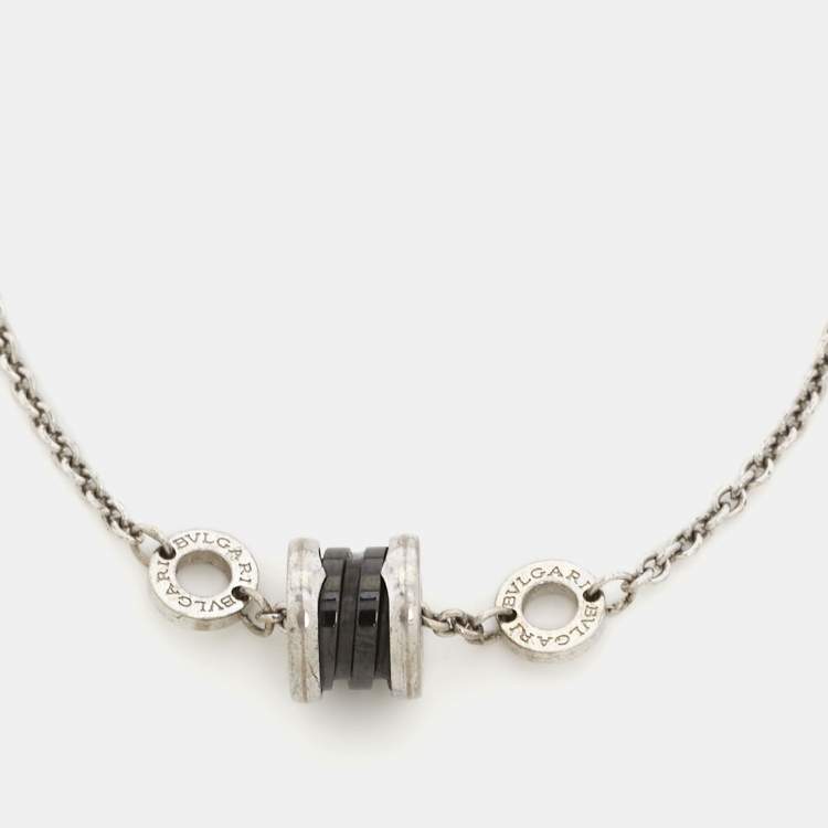 Pre Owned Bvlgari B.Zero1 Save The Children Black Ceramic Sterling Silver Bracelet