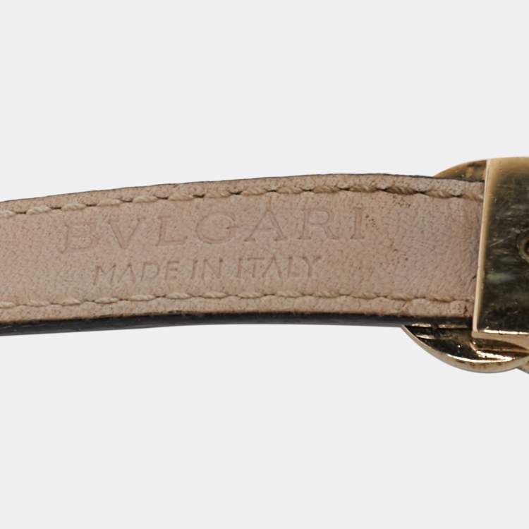 مملوكة مسبقًا Bvlgari Black Leather Double-Coiled Gold Tone Wrap Bracelet