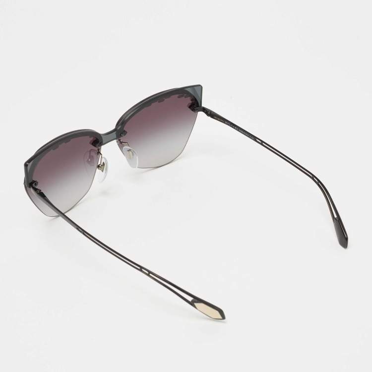 Pre Owned Bvlgari Black/Gold 6107 Irregular Cat Eye Sunglasses