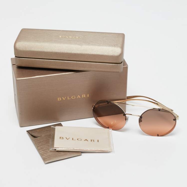 Pre Owned Bvlgari Brown 6127 Gradient  Round Sunglasses