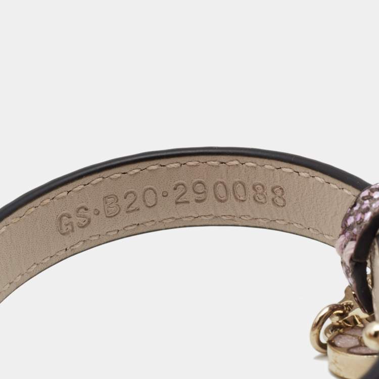 Pre Owned Bvlgari Serpenti Forever Metallic Pink Karung Leather Heart Charm Bracelet