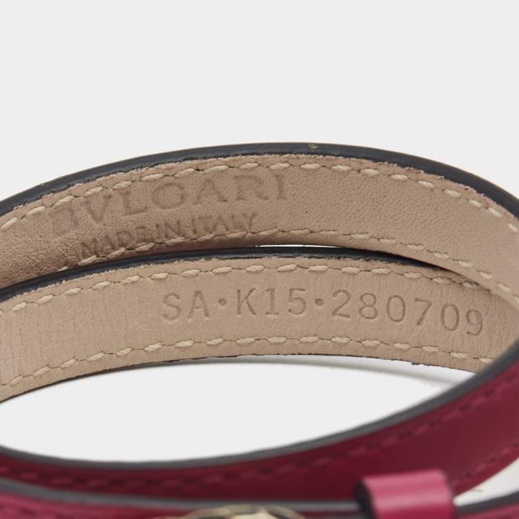 Pre Owned Bvlgari Serpenti Forever Enamel Leather Gold Tone Bracelet