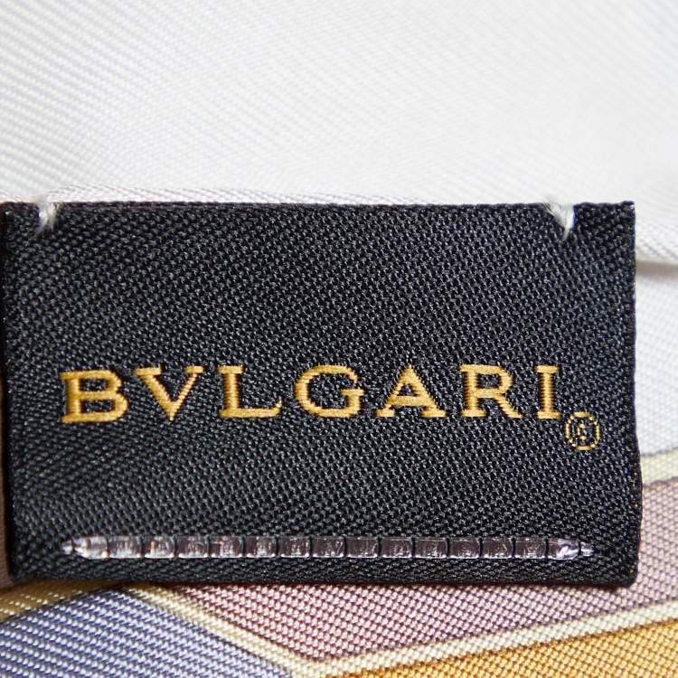 Pre Owned Bvlgari Cream Snake Printed Silk Heritage Square Scarf