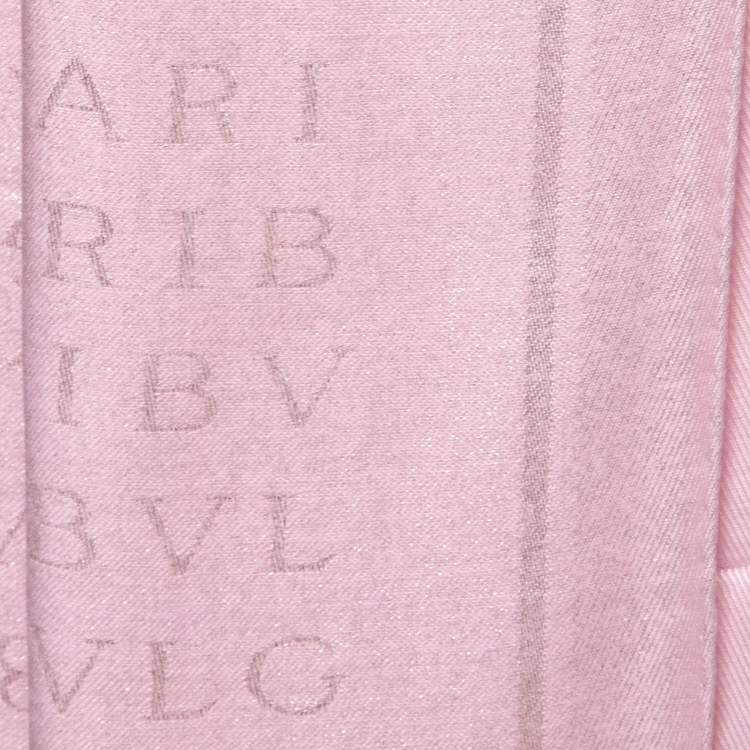 Pre Owned Bvlgari PInk Metallic Logomania Silk & Wool Stole