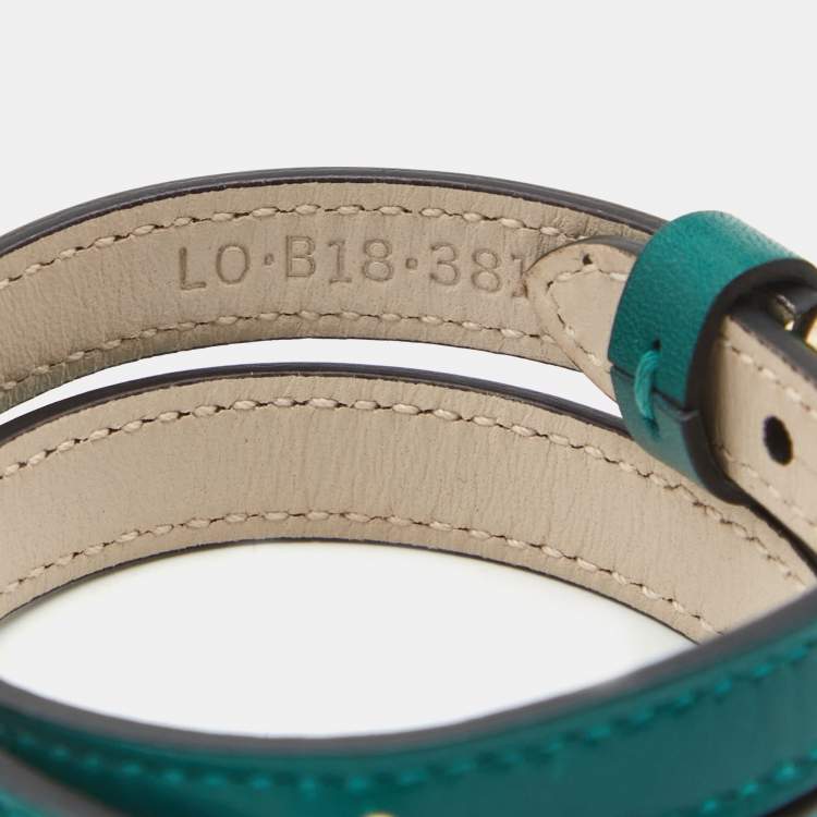 Pre Owned Bvlgari Serpenti Forever Green Leather Enamel Gold Tone Bracelet