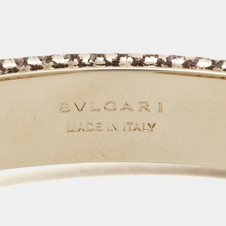 Pre Owned Bvlgari Serpenti Forever Metallic Karung Leather Open Cuff Bracelet