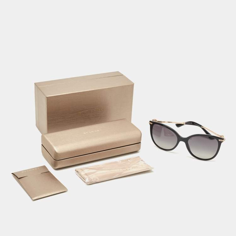 Pre Owned Bvlgari Black/Grey Gradient 8201-B Cat-Eye Sunglasses