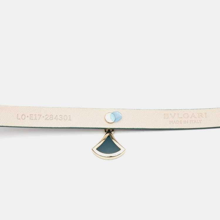 Pre Owned Bvlgari Divas' Dream Leather Enamel Gold Tone Bracelet