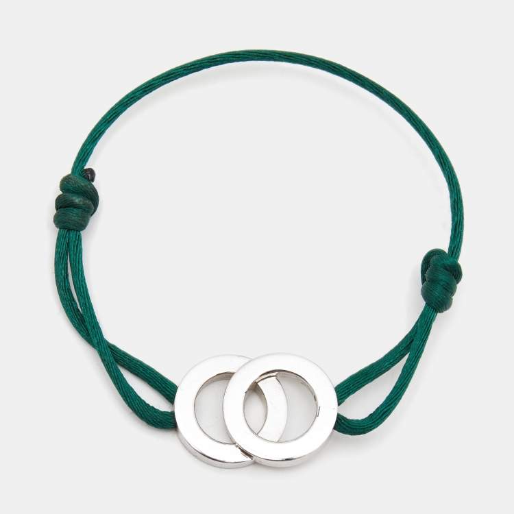 Pre Owned Bvlgari Bvlgari Interlocking Circles Sterling Silver Adjustable Cord Bracelet