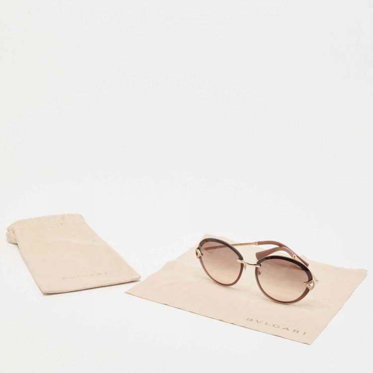 Pre Owned Bvlgari Brown Acetate 6101-B Gradient Round Sunglasses