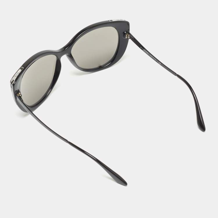 Pre Owned Bvlgari Black/Grey Serpenti 8178 Mirror Cat Eye Sunglasses