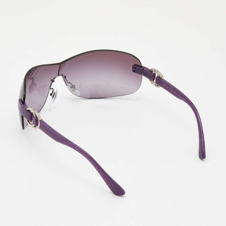 Pre Owned Bvlgari Purple Gradient 8082-B Shield Sunglasses