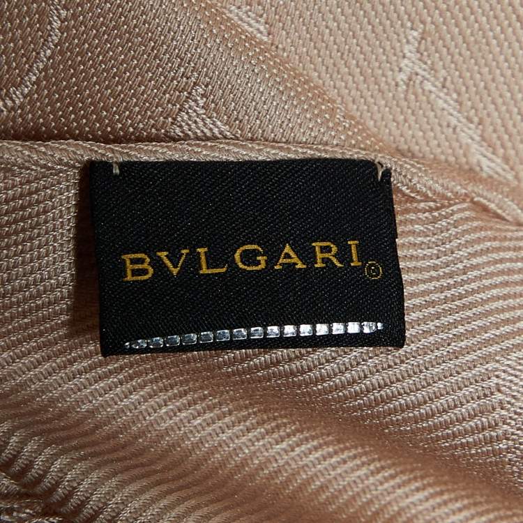 Pre Owned Bvlgari Beige Logomania Silk & Wool Jacquard Shawl