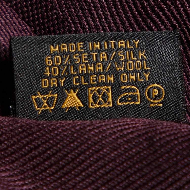 Pre Owned Bvlgari Dark Purple Logomania Silk & Wool Shawl