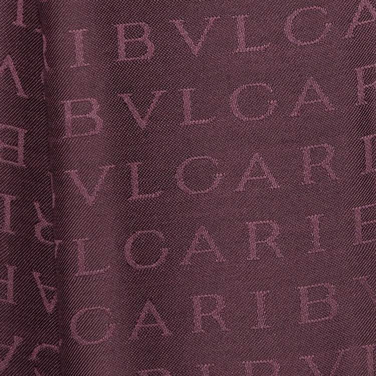 Pre Owned Bvlgari Dark Purple Logomania Silk & Wool Shawl