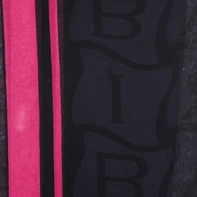 Pre Owned Bvlgari Black Logo Print Silk Stole