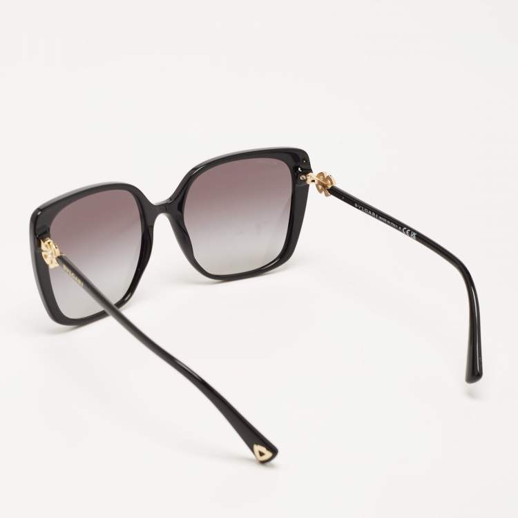 Pre Owned Bvlgari Black Gradient 8225-B Crystal Embellished Square Sunglasses
