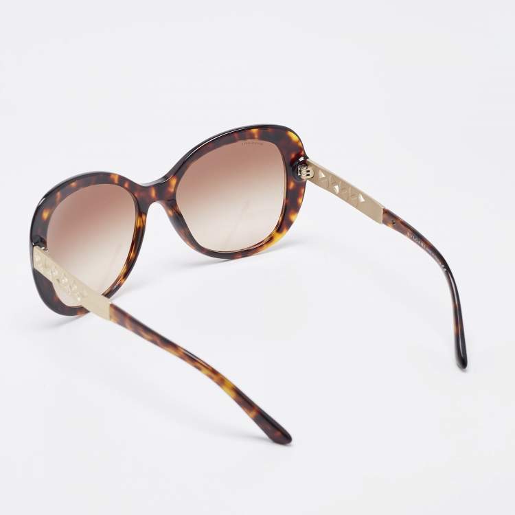 Pre Owned Bvlgari Brown Tortoise Gradient 8199-B Oversized Sunglasses
