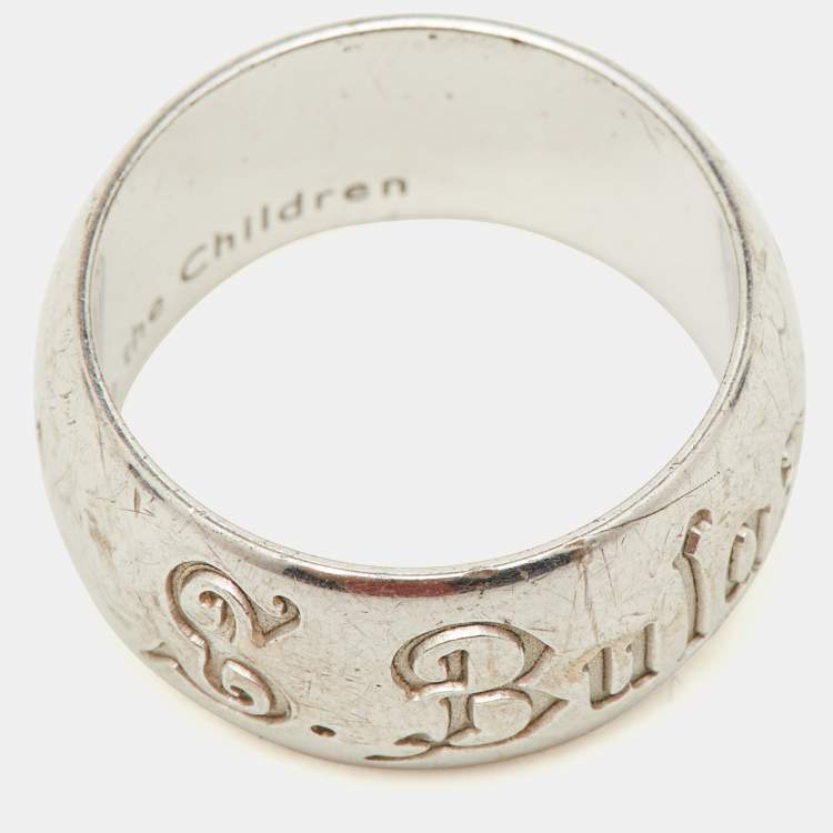Pre Owned Bvlgari Save The Children Silver Band Ring Size 55