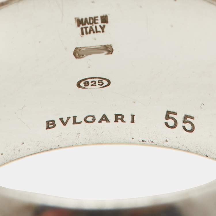 Pre Owned Bvlgari Save The Children Silver Band Ring Size 55
