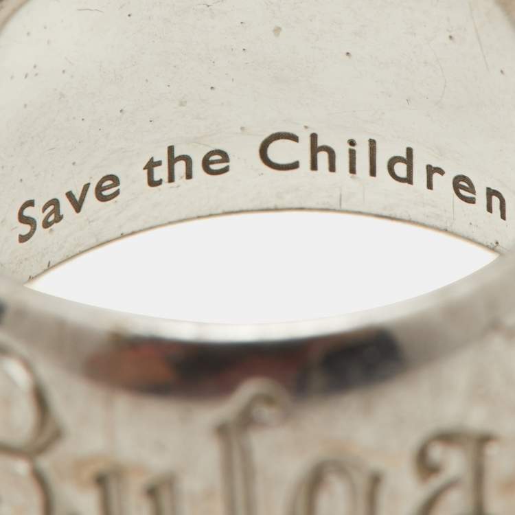 Pre Owned Bvlgari Save The Children Silver Band Ring Size 55