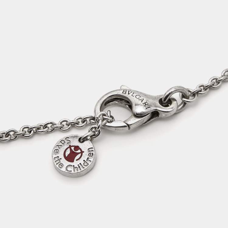 Pre Owned Bvlgari B.Zero1 Save The Children Ceramic Sterling Silver Pendant Necklace