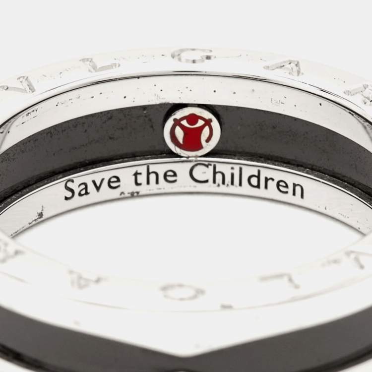 Pre Owned Bvlgari B.Zero1 Save the Children Ceramic Sterling Silver 1-Band Ring Size 63