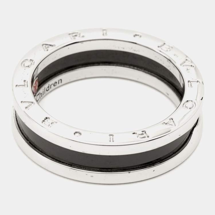 Pre Owned Bvlgari B.Zero1 Save the Children Ceramic Sterling Silver 1-Band Ring Size 63