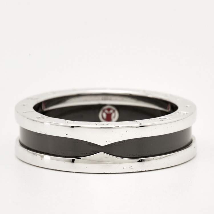 Pre Owned Bvlgari B.Zero1 Save the Children Ceramic Sterling Silver 1-Band Ring Size 63
