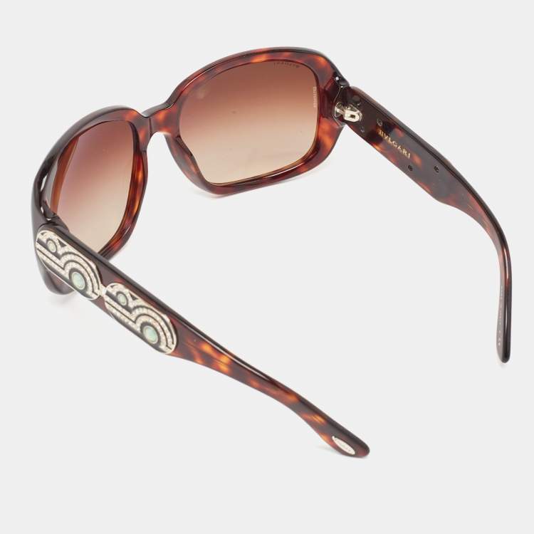 Pre Owned Bvlgari Brown Tortoise Gradient 8038-B Oversized Sunglasses